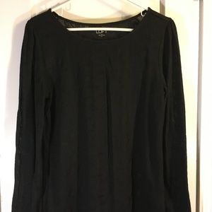 LOFT Black Lace-Like Top, Medium